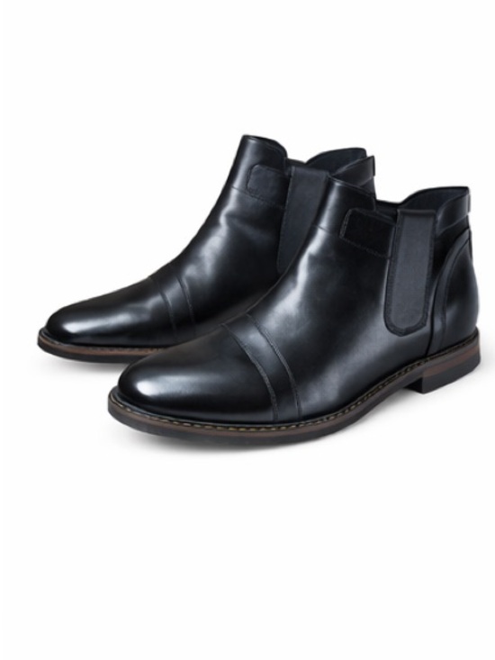 NAVOS Men's Black Leather Cap Toe Chelsea Boots Size 10 (EU 43)